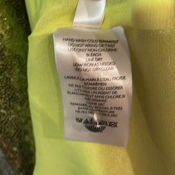 Anthropologie Chartreuse Lisabette Sequin Wrap Mini Dress, NWT - Picture 11 of 12